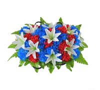Fleurs à base de plastique pour hommage au cimetière avec toucher réaliste et finition résistante à la décoloration pour une utilisation en extérieur toute l'année (rouge + bleu)