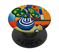 Fleurs abstraites dans Un Vase Bleu et Blanc d'après Joan Miró PopSockets PopGrip Adhésif