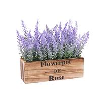 Fleurs Artificielle de simulation de lavande avec pot,Bureau de mini plantes en plastique artificiel Faux fleurs et plante verte décorative pour la décoration intérieure extérieure 1 24*15*20cm