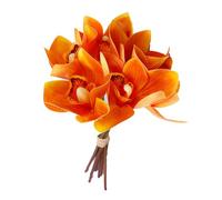 Fleurs Artificielles, 6 tiges Orchidées Artificielles Décor avec des contours clairs et des couleurs vives, Orchidées artificielles pour mariages, fêtes et décoration d'intérieur (Orange)