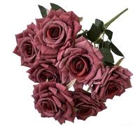 Fleurs artificielles à 7 têtes à couper le souffle pour mariage ou comme touche décorative dans la maison (vin rouge)