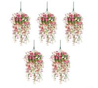 Fleurs artificielles à suspendre pour décoration de cour et de jardin, fabriquées avec des matériaux pour l'extérieur et l'intérieur (blanc rose)