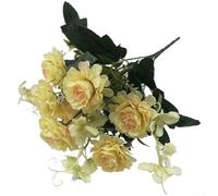 Fleurs artificielles, bouquet de pivoines à 7 têtes, arrangement floral réaliste en soie, décoration durable, design élégant pour mariage, centre de table (jaune)