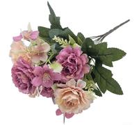 Fleurs artificielles, bouquet de pivoines à 7 têtes, arrangement floral réaliste en soie, décoration durable, design élégant pour mariage, centre de table (pâte de haricots rouges)