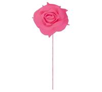 Fleurs artificielles - CHAKS - Set de 2 Roses Fuchsia - Diamètre 10 cm - Tige en métal flexible - Polyester