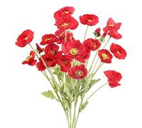 Fleurs Artificielles Coquelicot Fleurs en Soie avec Tiges, Faux Coquelicot Fleurs Décoratives Plantes Réalistes Bouquet pour Maison Cuisine Mariage Bureau Décorations (Orange Rouge)
