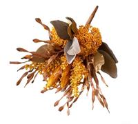 Fleurs artificielles d'algues de gombo, bouquet d'automne pour décoration d'intérieur, cérémonie de mariage, décoration murale de rose, arrangement floral en soie, branche d'oiseau (jaune)