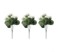 Fleurs artificielles de 35,6 cm, 3 paquets de géraniums en soie pour une belle décoration de maison et de jardin, entretien facile (blanc)