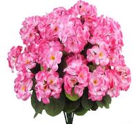 Fleurs artificielles de 35,6 cm, 3 paquets de géraniums en soie pour une belle décoration de maison et de jardin, entretien facile (rose)