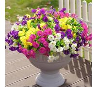 Fleurs artificielles de gloire du matin - 15 bouquets (315 fleurs) Fleurs artificielles colorées en soie for la décoration de la maison, du porche et du patio(Mixed Colors,5 bunches/105 flowers)
