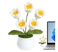 Fleurs artificielles décoratives, fleurs artificielles décoratives, bouquet de fleurs en crochet, arrangement floral artificiel élégant, impression Vista en laine vive à la main, fleurs crochetées