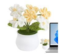 Fleurs artificielles décoratives, fleurs artificielles décoratives, bouquet fait à la main au crochet, composition florale vivante laine à la main, faux crochet, bouquet de fleurs créatives