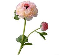 Fleurs artificielles, double renoncule réaliste en tissu pour bouquets de mariage, décoration d'intérieur et accessoires de photographie, 51 cm (rose)