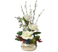 Fleurs artificielles en pot ensemble fausse fleur magnolia fleur fleur en soie art floral général pour salon table décoration table centre bureau décoration de fête de mariage (couleur : rose)