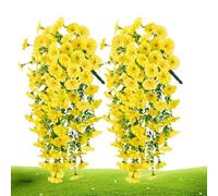 Fleurs Artificielles En Soie De Pétunia Suspendues - Fausses Fleurs De Pétunias, Pétunias Mignons En PP Et En Soie | Éternelles Résistantes Aux Intempéries, 2 Pièces, Pour Porche, Jardinière,
