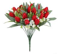 Fleurs artificielles en soie et roses, tiges réalistes de 40 cm avec 21 têtes pour décoration de mariage, accessoires de photographie, arrangements à la maison (D)
