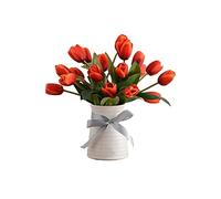 Fleurs artificielles, Ensemble de Tulipes, Composition Florale, Vase en céramique à Motif Spirale, Petites Fleurs séchées artificielles pour la décoration du Salon, de la Maison et du Bureau