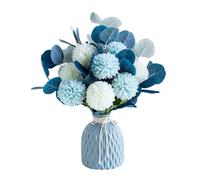 Fleurs artificielles et vases, bouquet d'hortensias artificiels et d'eucalyptus, table à manger réaliste Label