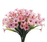 Fleurs Artificielles Extérieures 31cm Résistantes UV | Tête en tissu soie, lignes claires, couleurs vives, résistant aux UV, pour idéal extérieur(Pink)