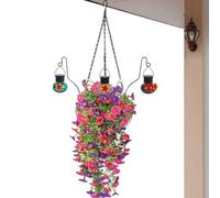 Fleurs artificielles extérieures - Pour oiseaux décoratifs en métal avec crochet - Panier de fleurs artificielles | perruches perruches perroquets et balcon, jardin, véranda, parc et patio