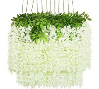 Fleurs artificielles Fausse guirlande de glycines Guirlande de fleurs Suspendues soie fleurs d'oranger pour la décoration de la maison Mariages Jardin Fête(12 pièces,Blanc)