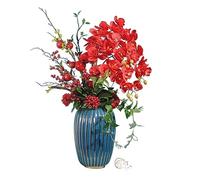 Fleurs artificielles Fautes fleurs Fleurs artificielles Bouquet artificiel Fleurs artificielles en céramique Vase pour le mariage de la fête de mariage des décorations de table de bureau (couleur: