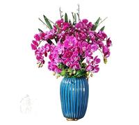 Fleurs artificielles Fautes fleurs Fleurs artificielles Bouquet artificiel Fleurs artificielles en céramique Vase pour le mariage de la fête de mariage des décorations de table de bureau (couleur: