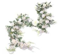 fleurs artificielles, Feuilles d'eucalyptus de 1,7 m for décoration de table, d'arche de mariage(1pc Luxury White)