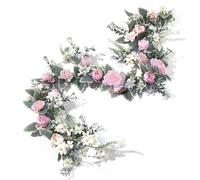 fleurs artificielles, Feuilles d'eucalyptus de 1,7 m for décoration de table, d'arche de mariage(1pc Luxury Pink)