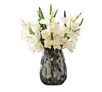 Fleurs artificielles Fleur de soie belles fleurs artificielles avec vase d'herbe Fausse fleur ensemble pour le mariage maison salon table de décoration accessoires arrangement de fausses fleurs