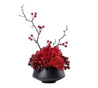Fleurs artificielles, fleurs artificielles avec vase en céramique, fausses fleurs fausses fleurs pour arrangement table de table de table de mariage décor de fête de mariage fleur réaliste, 46 cm