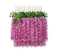 fleurs artificielles, Guirlande de fleurs en rotin et soie, 12 pièces, longue ficelle, décoration for la maison, l'extérieur, les fêtes de mariage(Purple Red)