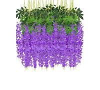 fleurs artificielles, Guirlande de fleurs en rotin et soie, 12 pièces, longue ficelle, décoration for la maison, l'extérieur, les fêtes de mariage(Purple)