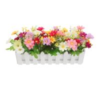 Fleurs Artificielles Immitatives en Pot avec ClôTure - DéCoration Multi-Usage pour Mariage Jardin Et EntréE - Plantes en Plastique RéAlistes