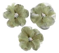 Fleurs artificielles, Mousseline de soie paquet 10 multicolore for bricolage robe mariée couture épingle à cheveux couronne artisanale(Green)