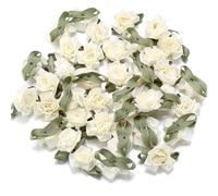 Fleurs artificielles, Paquet de 50 poly mousseline soie avec feuille multicolore 3x4cm for vêtements couronne mariage bricolage(Beige)