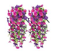 Fleurs Artificielles Petunia Exterieur Tombantes | 2 Pièces Faux Pétunias | Fleurs Artificielles Suspendues | Résistants Aux Intempéries, Aux UV pour Le Balcon Porche Jardin Mariage À L'extérieur