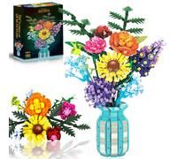 Fleurs artificielles pour Adultes, Bouquets de tournesols compatibles avec Les Fleurs Lego, Cadeau de fête des mères, Cadeau Floral pour Filles et garçons de 14 Ans et Plus