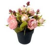 Fleurs artificielles pour Graves Fleurs funéraires décorations de tombes 6 x7 pouces roses artificielles fleurs de tombes dans des pots Fleurs de cimetière en soie pour le cimetière Funérailles commé