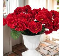 Fleurs artificielles pour la décoration extérieure, 6 paquets de fausses fleurs de géraniums en soie Fausses fleurs Plantes résistantes aux UV pour jardin maison jardinière fenêtres cour table