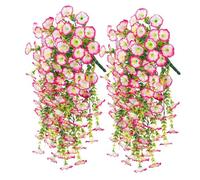 Fleurs artificielles pour l'extérieur, 75 cm, paniers suspendus artificiels, résistants aux UV, pas de décoloration, plantes artificielles, jardin, véranda, rebord de fenêtre, décoration, rose, 2