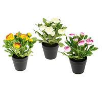 Fleurs artificielles renoncules dans Un Pot - Fleurs en Soie - Décoration Florale - Bouquet de Fleurs - Pivoine - Rose de Ferme - Faux décor Floral - Décoration de Table