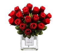 Fleurs Artificielles Rose, Fleurs Faux Bouquets Fleurs de Roses Artificielles, Roses en Soie Tige Unique Réaliste Faux Bouquet de Rose pour Mariage Douche Nuptiale Décorations