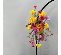 Fleurs artificielles, rose orange, oeillet orange, rose reine magenta, chrysanthèmes style Mori, décoration florale pour arche de mariage, décoration pour fête/mariage, Saint-Valentin, cadeaux, annive