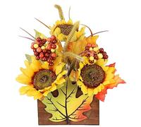 Fleurs artificielles tournesols dans Un Pot - Fleurs d'automne - Plante Artificielle - Arrangement - Décoration Florale d'halloween - Décoration Florale d'automne - Fleurs décoratives - Feuilles