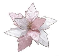 Fleurs artistiques scintillantes pour rehausser l'esthétique de votre sapin de Noël (rose) 30 cm