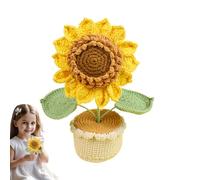 Fleurs au crochet, décor de au crochet | Décor de tableau de bord de voiture de en pot tricoté,Centre de Table pour la maison, présentoir de pour scène de vacances, pour