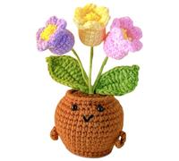 Fleurs au crochet faites à la main,Fleur Positive Cadeau de soutien émotionnel,Plante de fleurs en crochet faite à la main dans un pot de fleurs,Cadeau Créatif pour Femme/Homme/Ado/Enfants-Muguet
