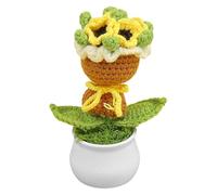 Fleurs au crochet, pot de fleurs au crochet - Bouquet de fleurs fait à la main en pot, au crochet tricotée colorée pour femme, tableau de bord de voiture de bureau à domicile Deor