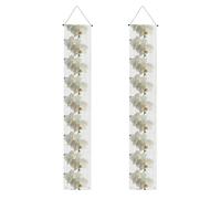 Fleurs blanches, orchidées, élégantes, modernes et tendance., Décorations pour fête de remise de diplômes - Bannière de bienvenue à suspendre au porche, pour l'intérieur et l'extérieur